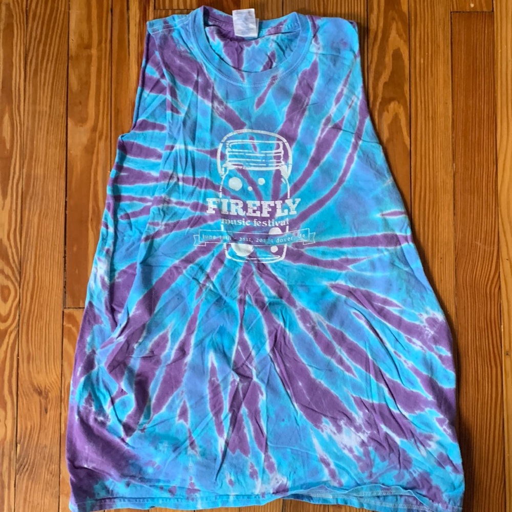 Firefly music festival 2015 mens XL cutoff t shirt tie dye